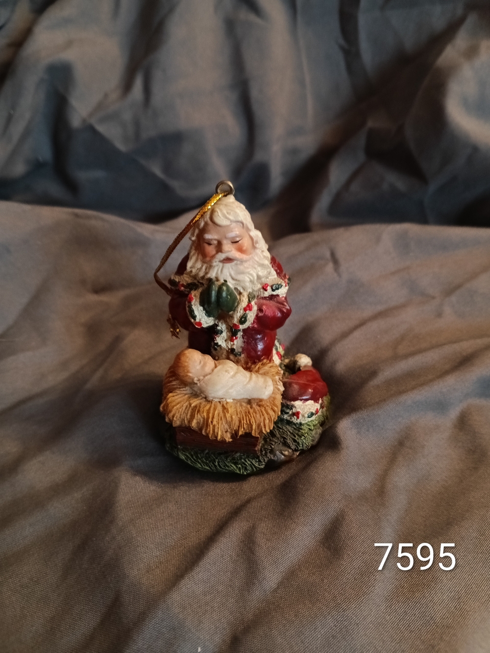 Holiday Santa with Baby Nativity Ornament